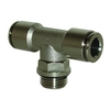 Push in fitting nickel plated brass tee male M5x4mm tube